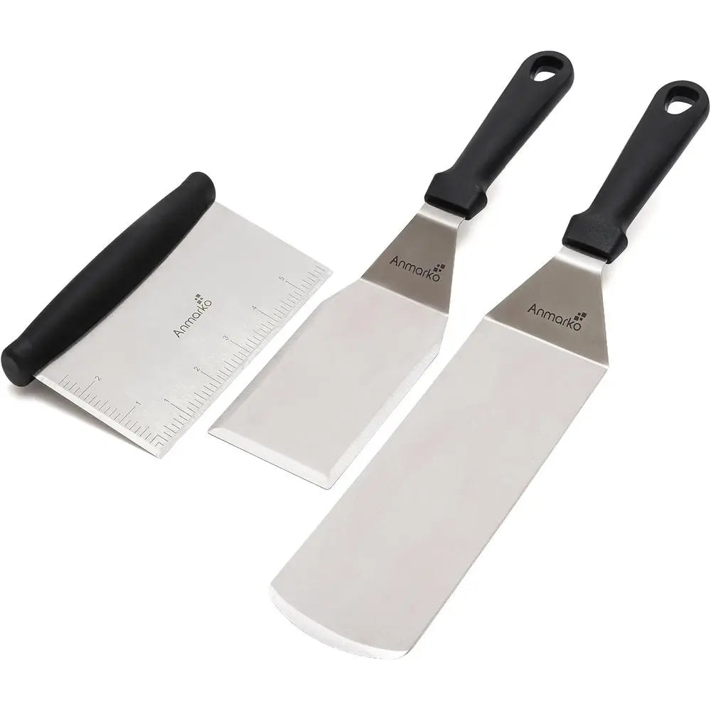 Heavy Duty Cast Iron BBQ Grill Skillet Pan - Commercial Grade Accessories Set of 3