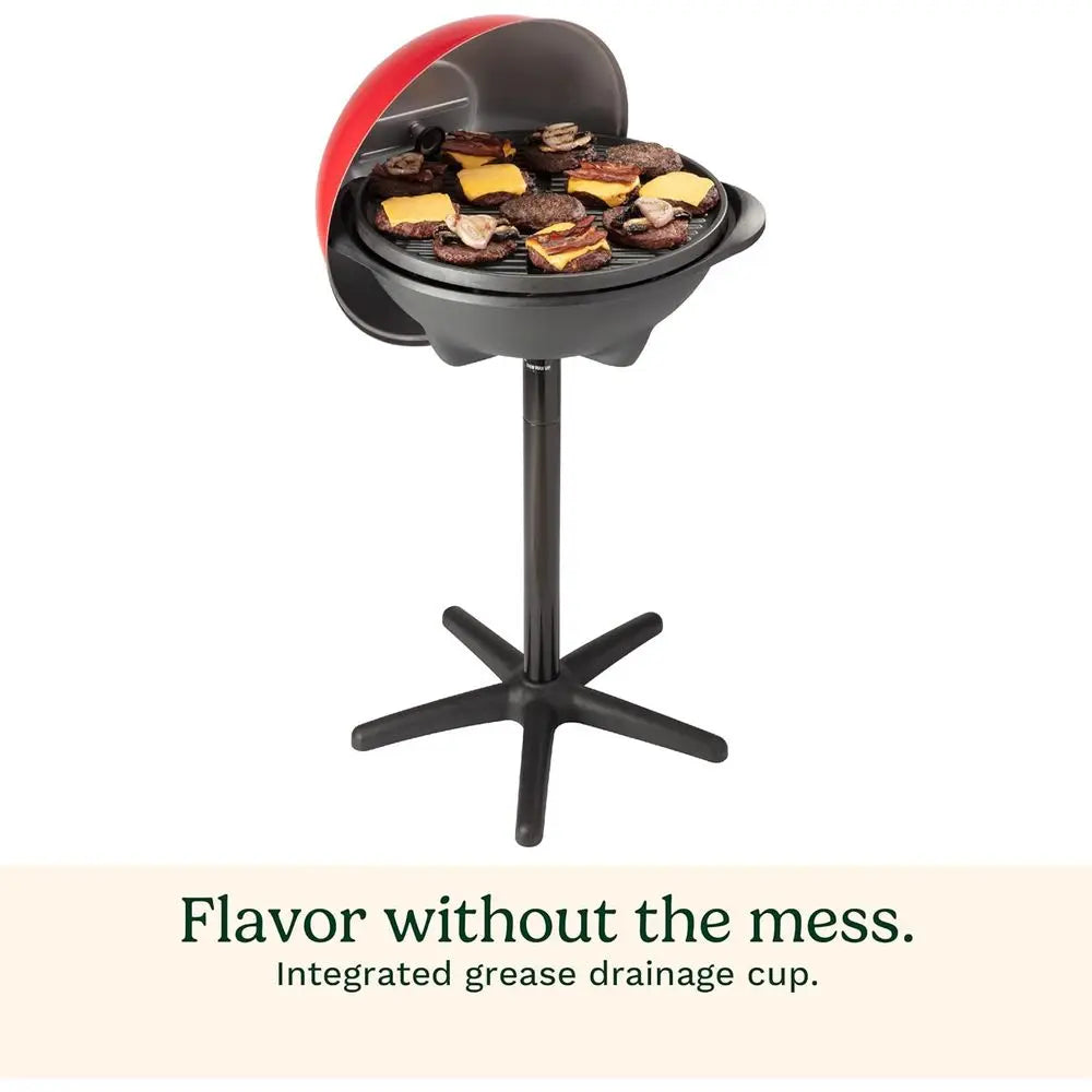 Indoor/Outdoor Electric Grill, 2-in-1 Portable BBQ with Nonstick Cooking Surace, Electric Grill Outdoor with Adjustable Heat, St