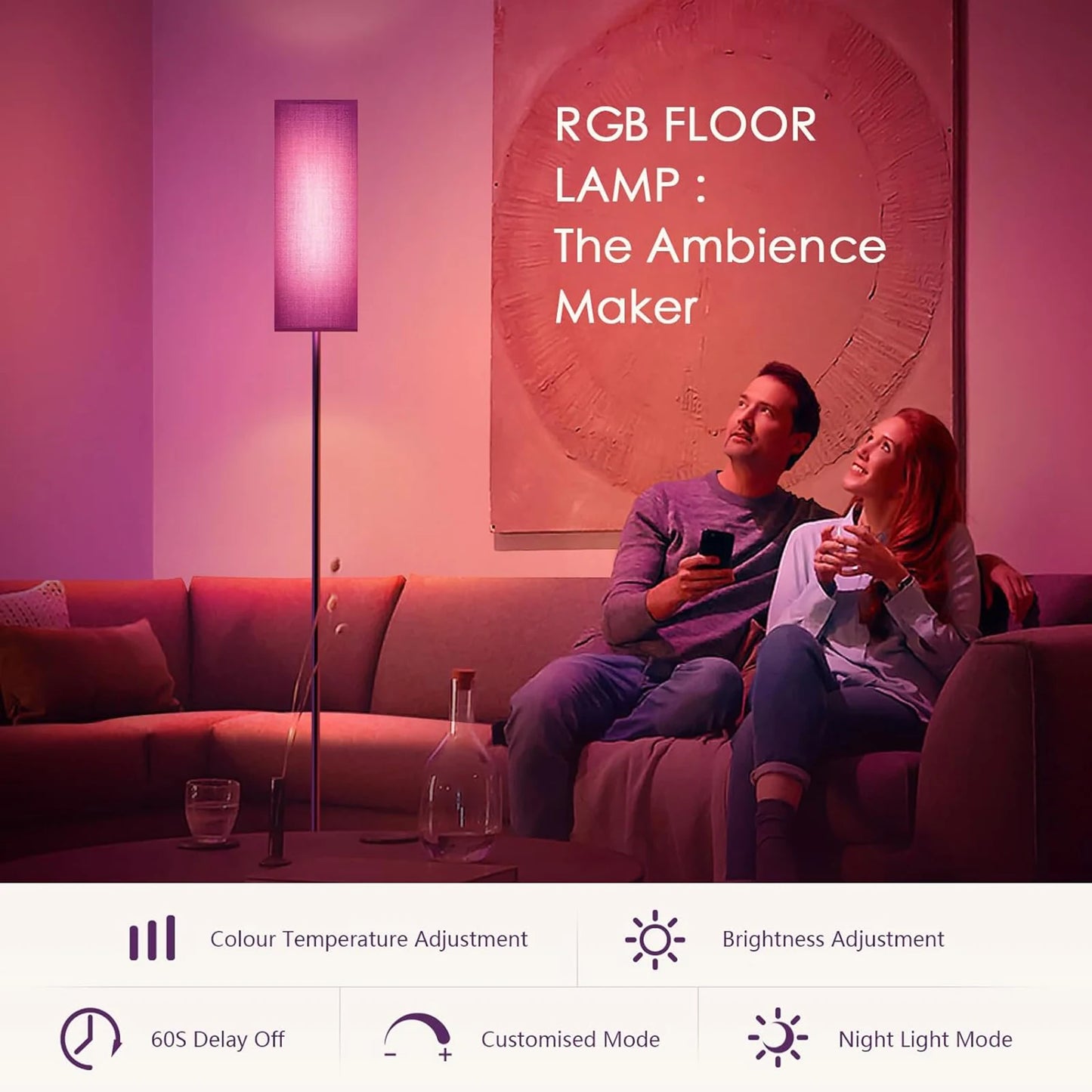 Modern Floor Lamp Standing Tall Light Foot  for Bedroom Living Room Study Room