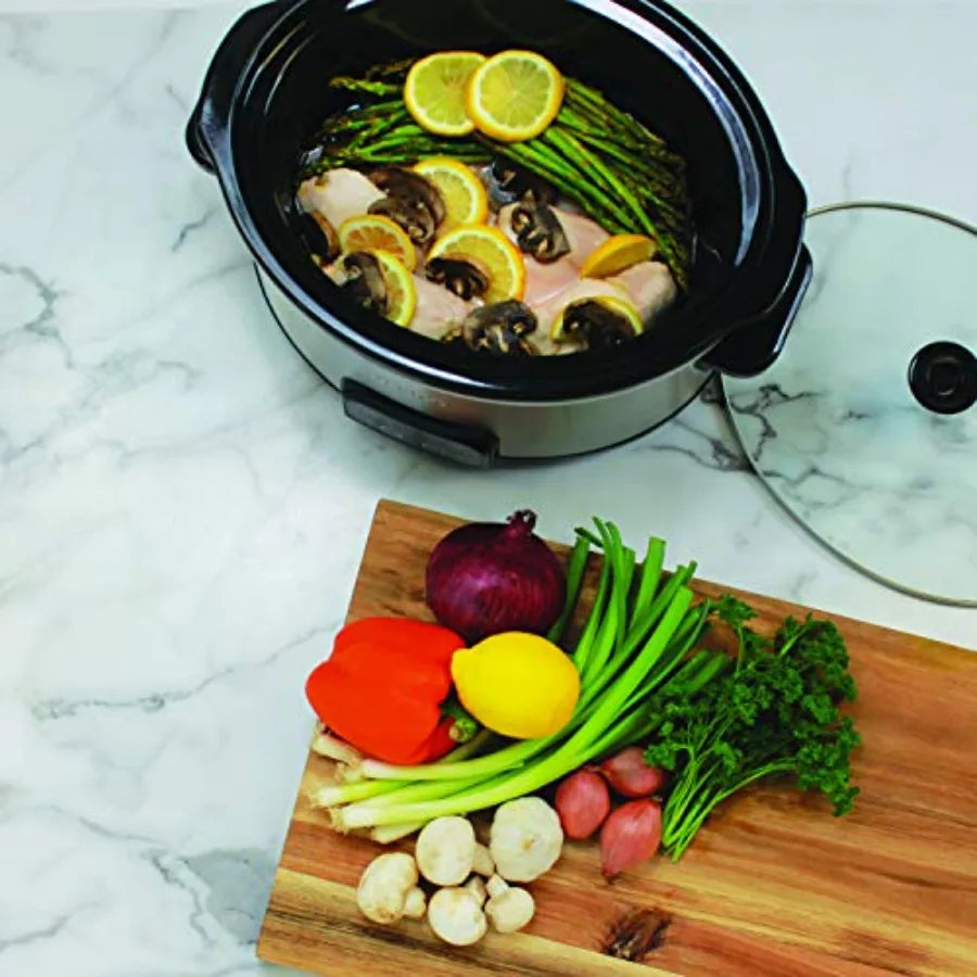 DSC-6-25 Digital Slow Cooker 6 Quart Silver Ideal for Busy Weeknights and Meal Prepping Features Precise Temperature Control En