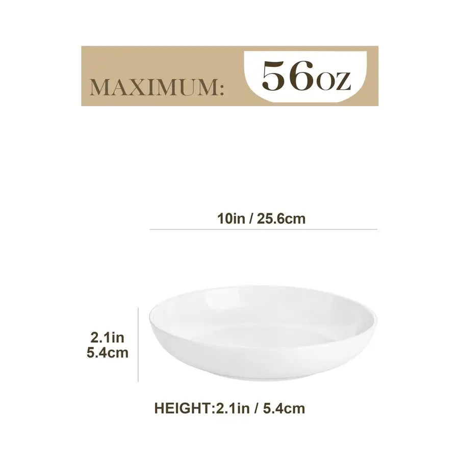 10 Large Pasta Bowls, 56 OZ White Salad Bowls Soup Bowls, Porcelain Serving Bowls Set of 4, Large Kitchen Bowl Plates Pasta Plat