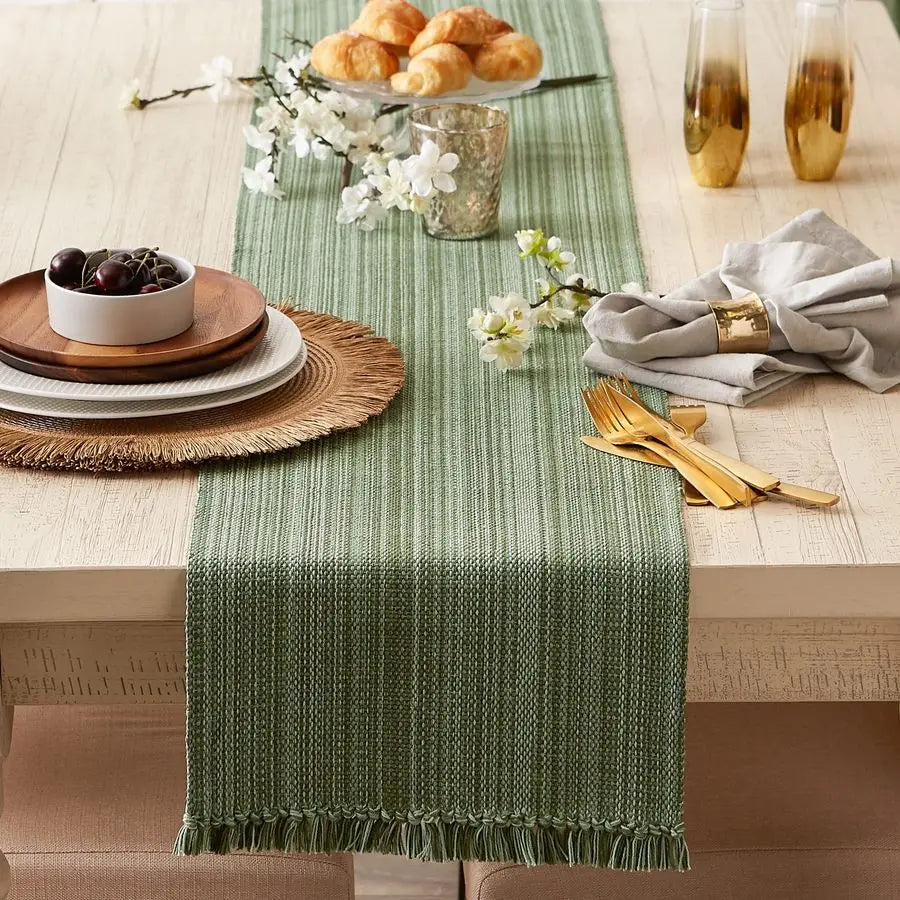 Variegated Tabletop Collection, Table Runner, 13x72, Artichoke Green