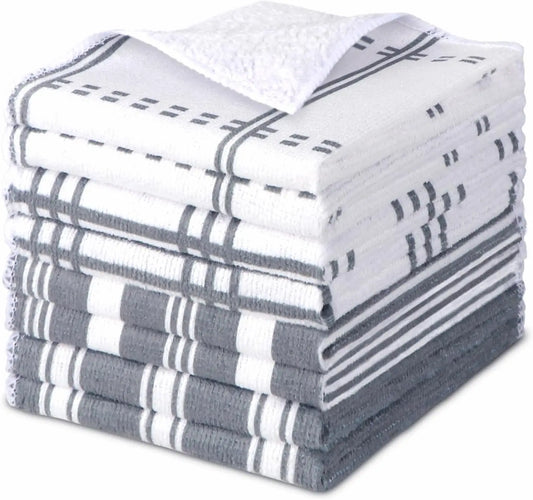 Ultra Absorbent Kitchen Towels, Soft & Lint-Free Dish Cloths, 8 Pack 11x11 Inches for Cleaning and Drying