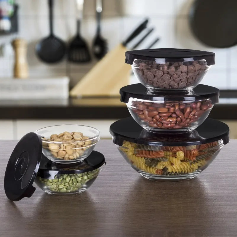 Glass Food Storage Containers with Snap Lids- 10 Piece Set by