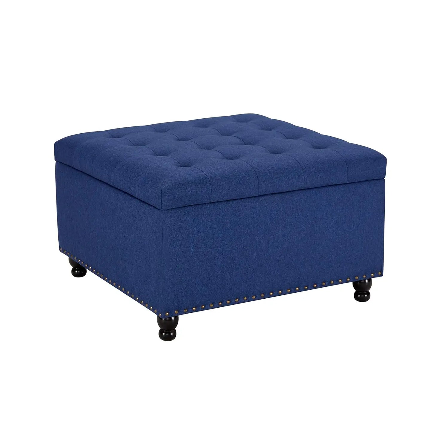 Large Square Storage Ottoman Bench, Tufted Upholstered Coffee Table with Lift Top & Solid Wood Legs, Oversized, Customized