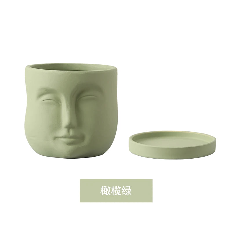 Creative Humanoid Head Ceramic Flower Pot Plant Flower Vase Garden Decoration Special-shaped Irregular Human Head Vase Art Decor
