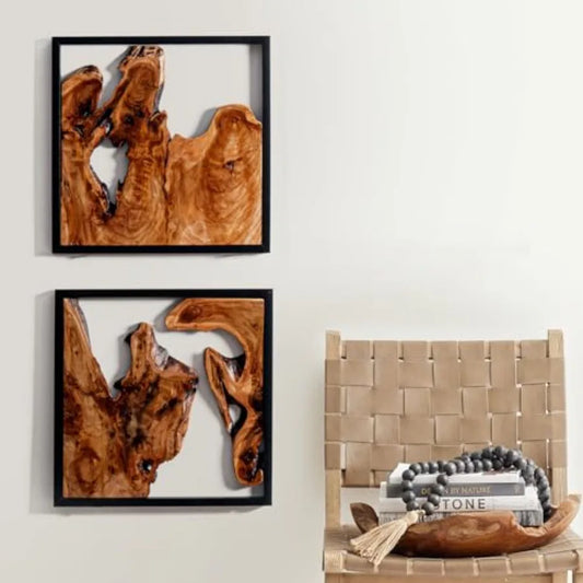 2 Pieces Rustic Cedar Wall Sculptures Live Edge Wall Art Décor Decorative centerpieces of wood for Living Room Bedroom Bathroom