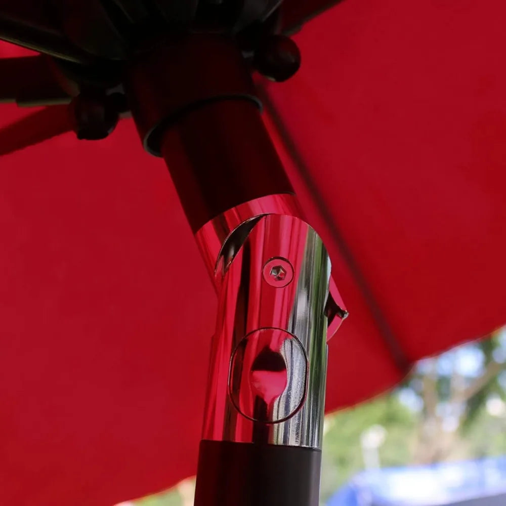 9 Foot Outdoor Patio Umbrella with 8 Sturdy Ribs Red