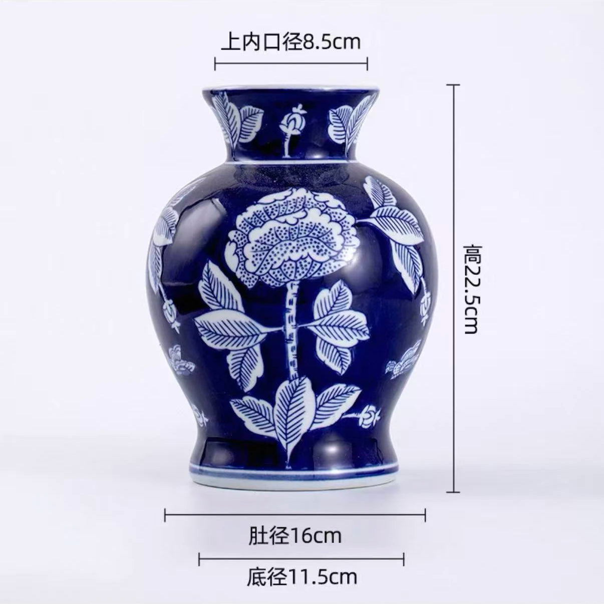 Blue and White Porcelain Retro Vase Ceramic Painted Flower Potted Plant Floral Hydroponic Vase Crafts Decoration Indoor Ornament