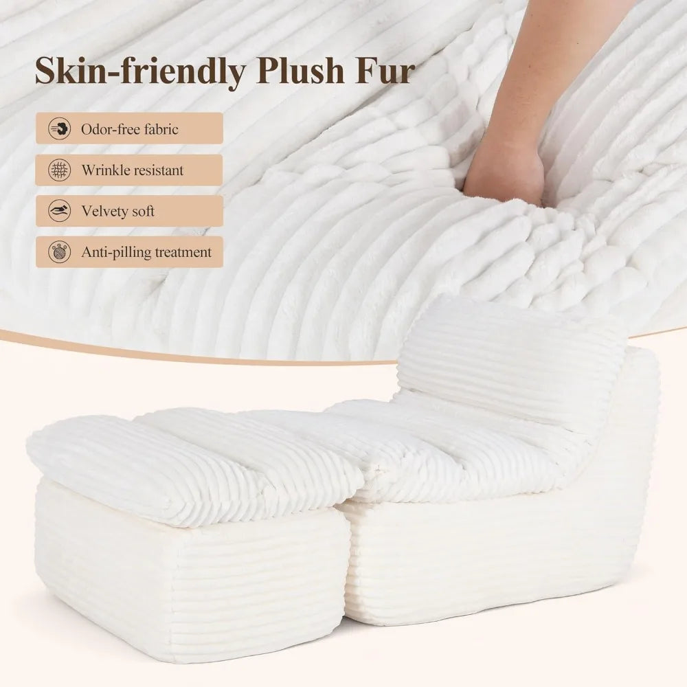 Frameless Recliner, Indoor Adult Beanbag Chair, Made with Compressed Memory Foam
