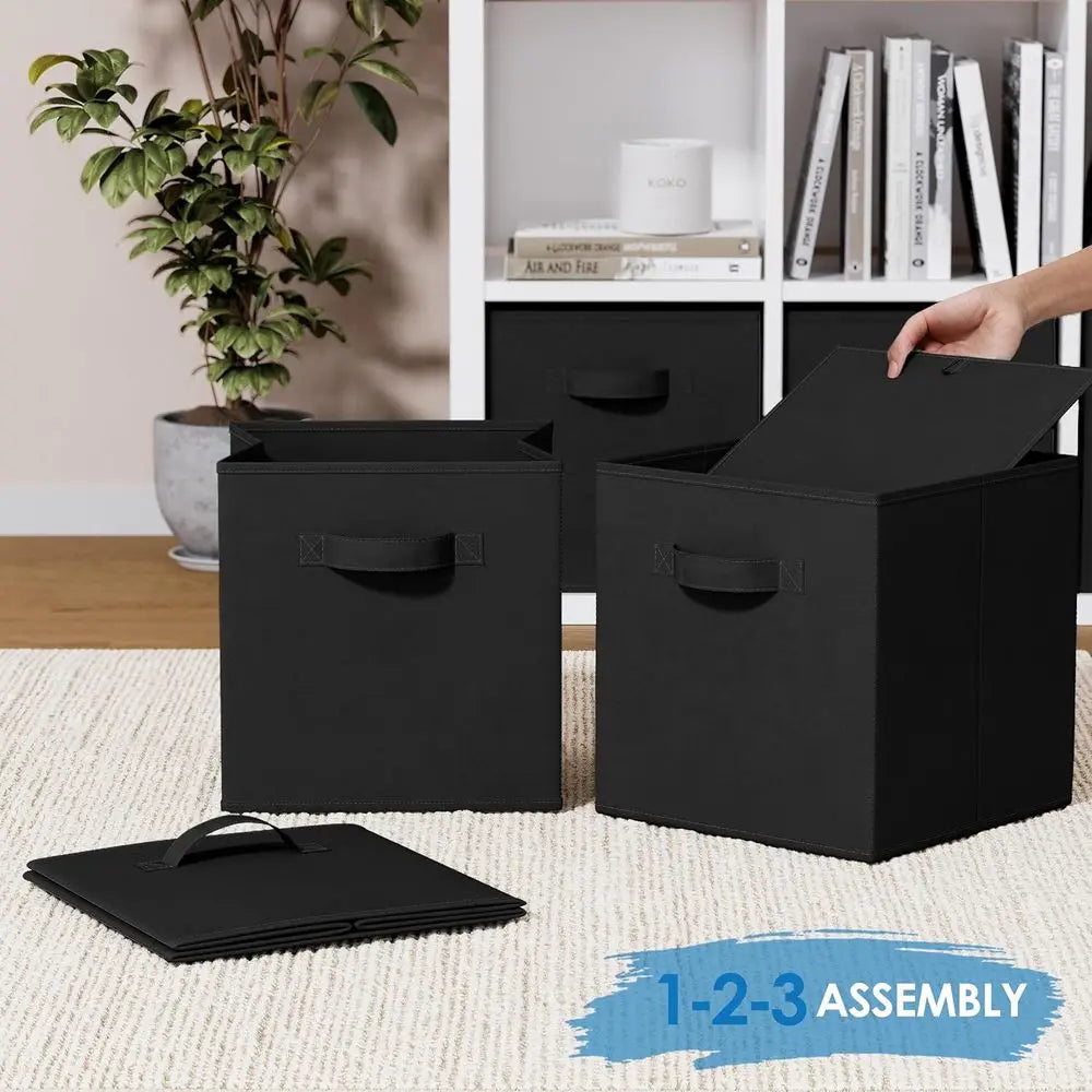 Storage Cubes Pack of 8 - Stand Size Cube Storage Bin 10.5x10.5x11 With Dual Handles or Easy Carrying Collapsible Fabric Storage