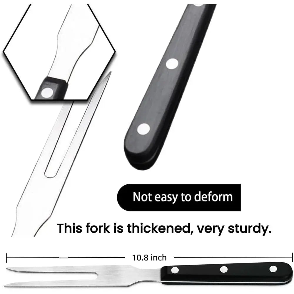Meat Cooking Fork Stainless Steel - 10.8 Metal Serving Forks for Meat Carving Heavy Duty Two Prong Fork for Grill Lifting Barbec