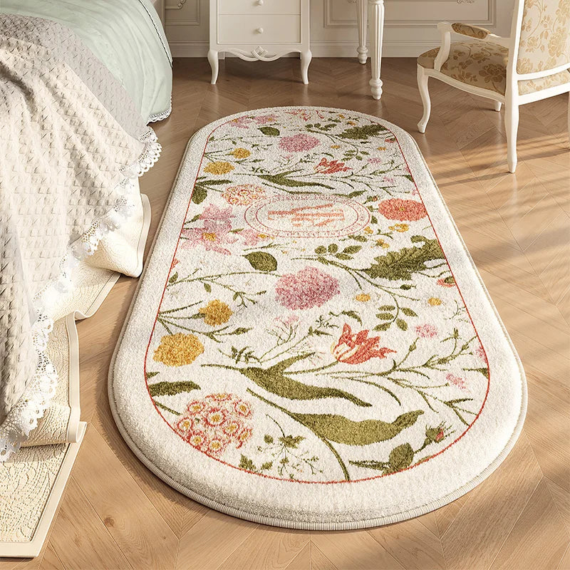 French Style Bedroom Decor Carpet Flower Pattern Carpets for Living Room Thick Plush Bedside Rug Fluffy Soft Cloakroom Floor Mat