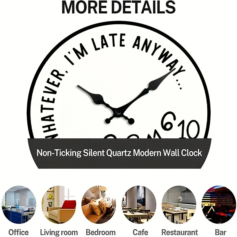 Silent Wooden Wall Clock - Creative & Fun Design, Perfect for Home Decor & Gifts, Battery-Operated (AA Not Included)