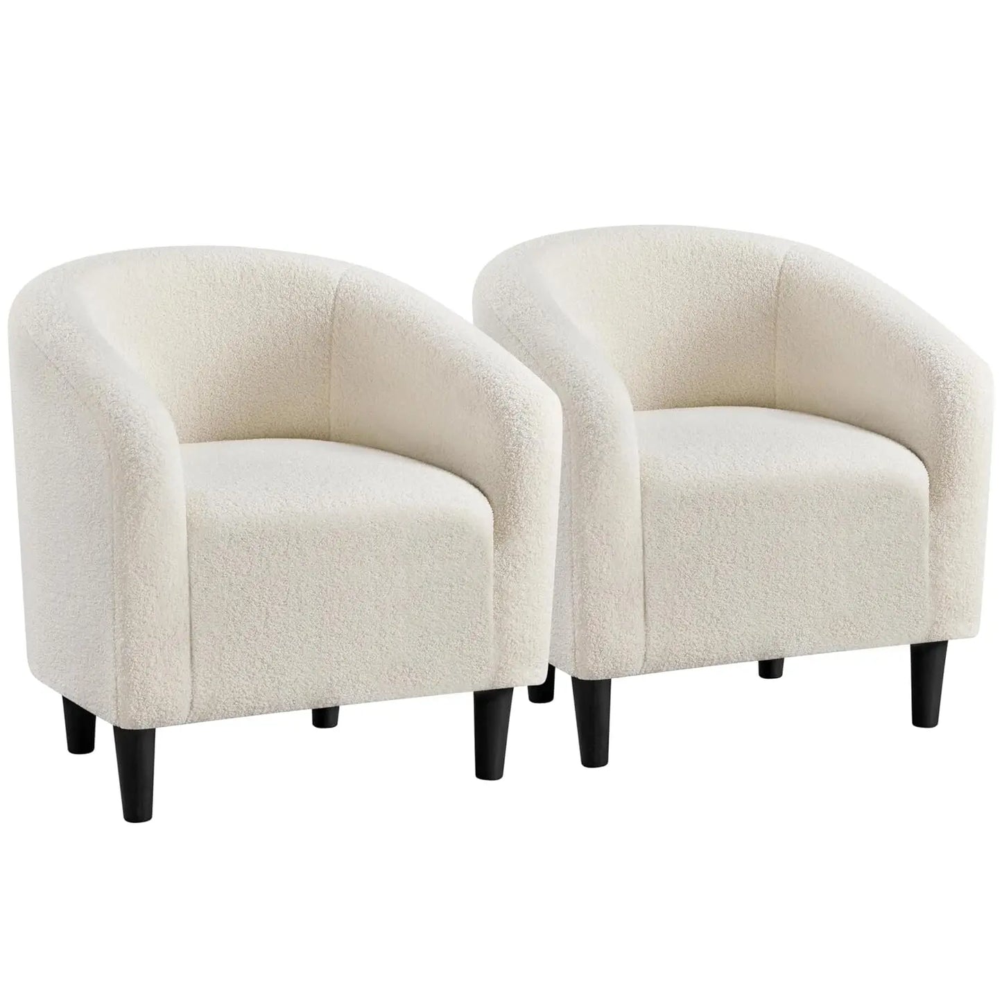 Set of 2 Soft Furry Barrel Accent Chairs Padded Armrest For Living Room Bedroom Office Waiting Room, Customized