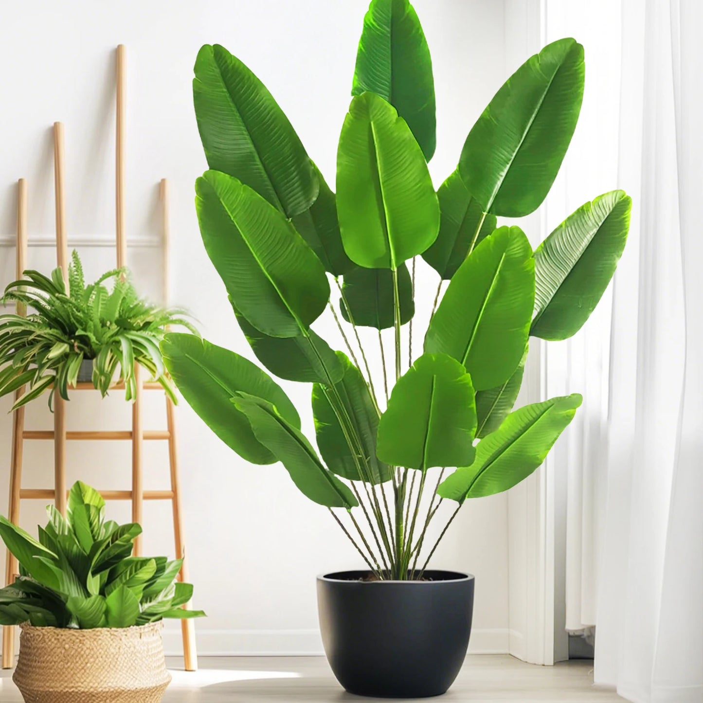 65-90-125cm  Large Tropical Palm Tree Fake Banana Plant Leaves Real Touch Strelitzia Reginae Plastic Plant for Home Garden
