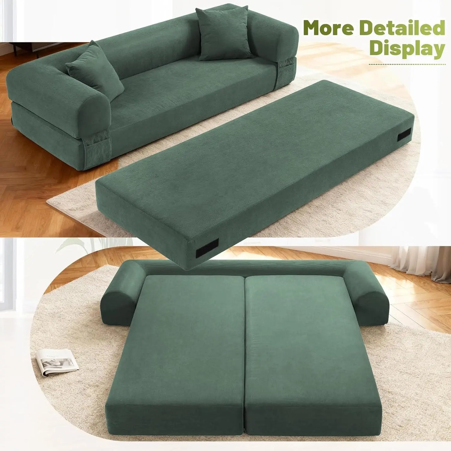 Convertible Futon Sofa Bed,80" Folding Pull Out Couch Bed with Storage,Queen Sleeper Sofa Bed,Compressed Couch, Customized