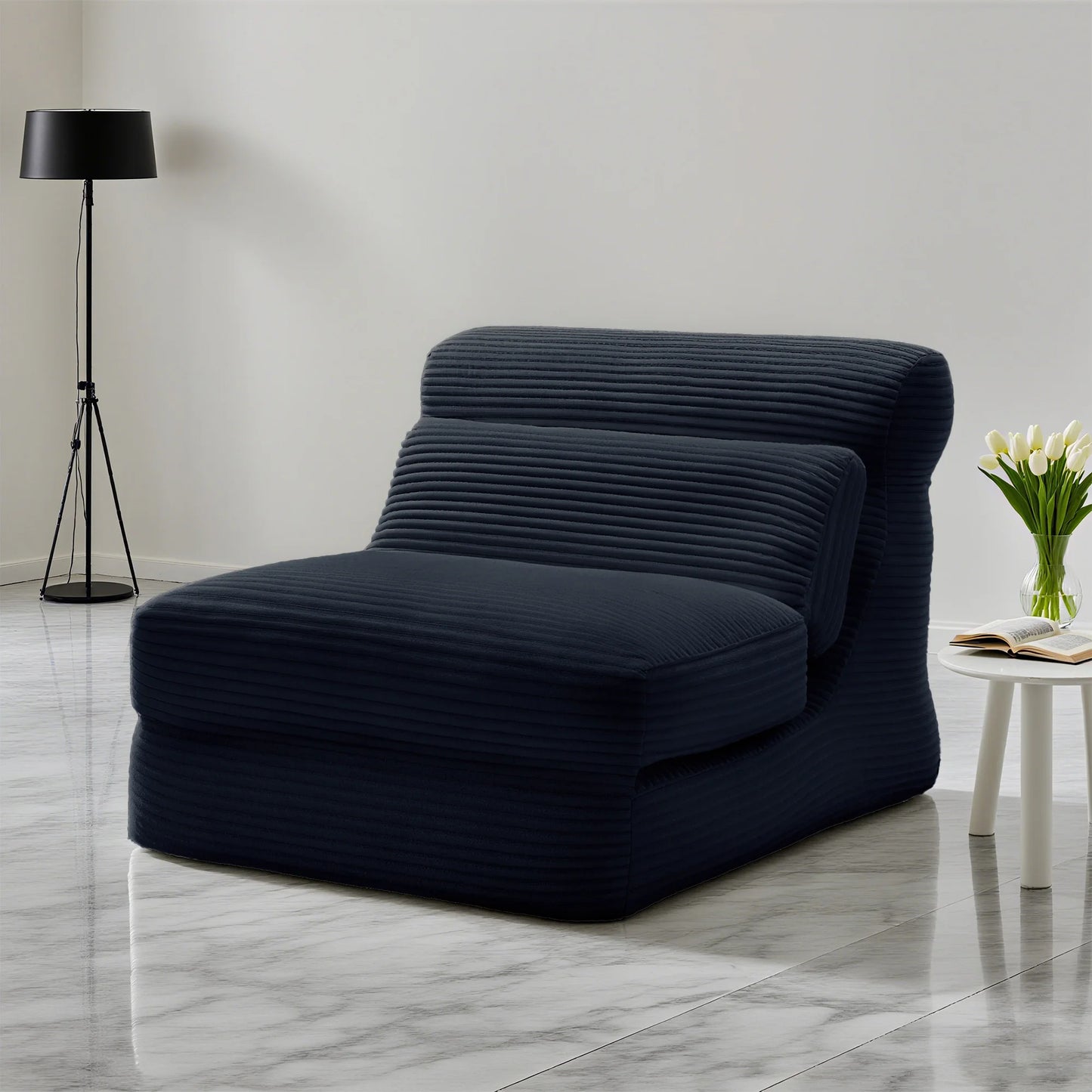 Ergonomic Folding Sofa Bed Living Room Modern Corduroy with Back Lumbar Support Convertible Comfy Sleeper Chair for Bedroom