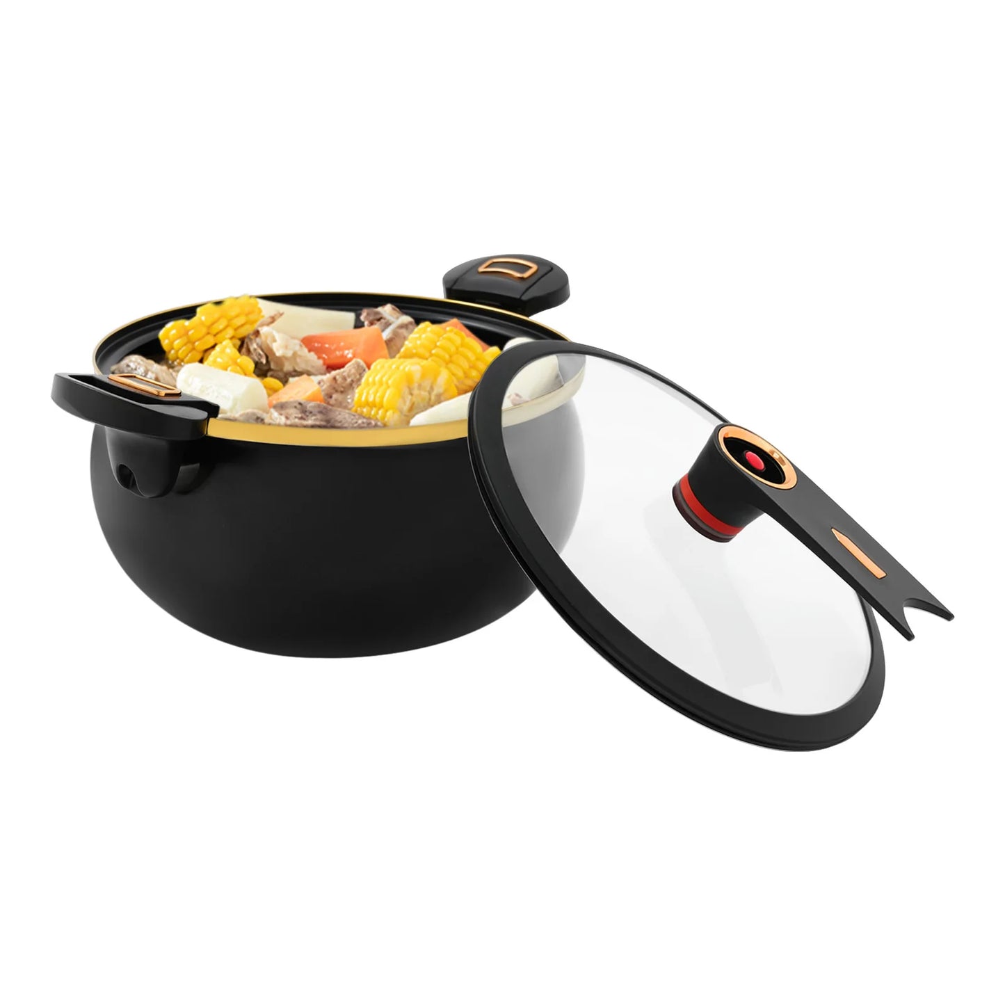 Pressure Cooker, 8L Multifunction, Black Nonstick Iron Stew Pot Stovetop, Large Capacity for Family Kitchen