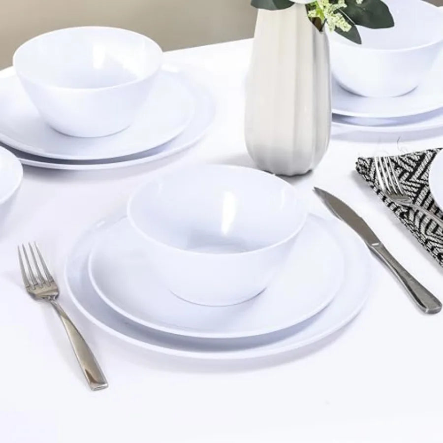 Melamine Dinnerware Sets18-piece Melamine Plates and Bowls Set Unbreakable Dishes Set for 6 Dishwasher Safe Indoor and Outdoor