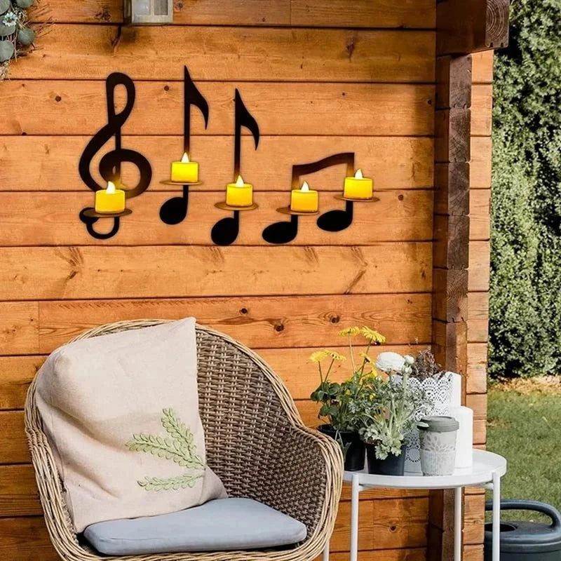 Wall Mount Hanging Music Notes Candle Holders Music Note Candlestick Metal Music Notes Candle Holders