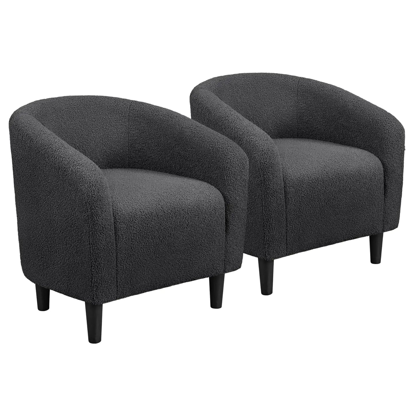 Set of 2 Soft Furry Barrel Accent Chairs Padded Armrest For Living Room Bedroom Office Waiting Room, Customized