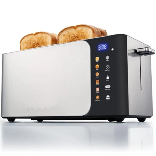 SmartToast Digital Long Slot 4 Slice Toaster 1.5 Wide Slots for Thick Breads Bagel Function LED Touch Screen Countdown Timer 6