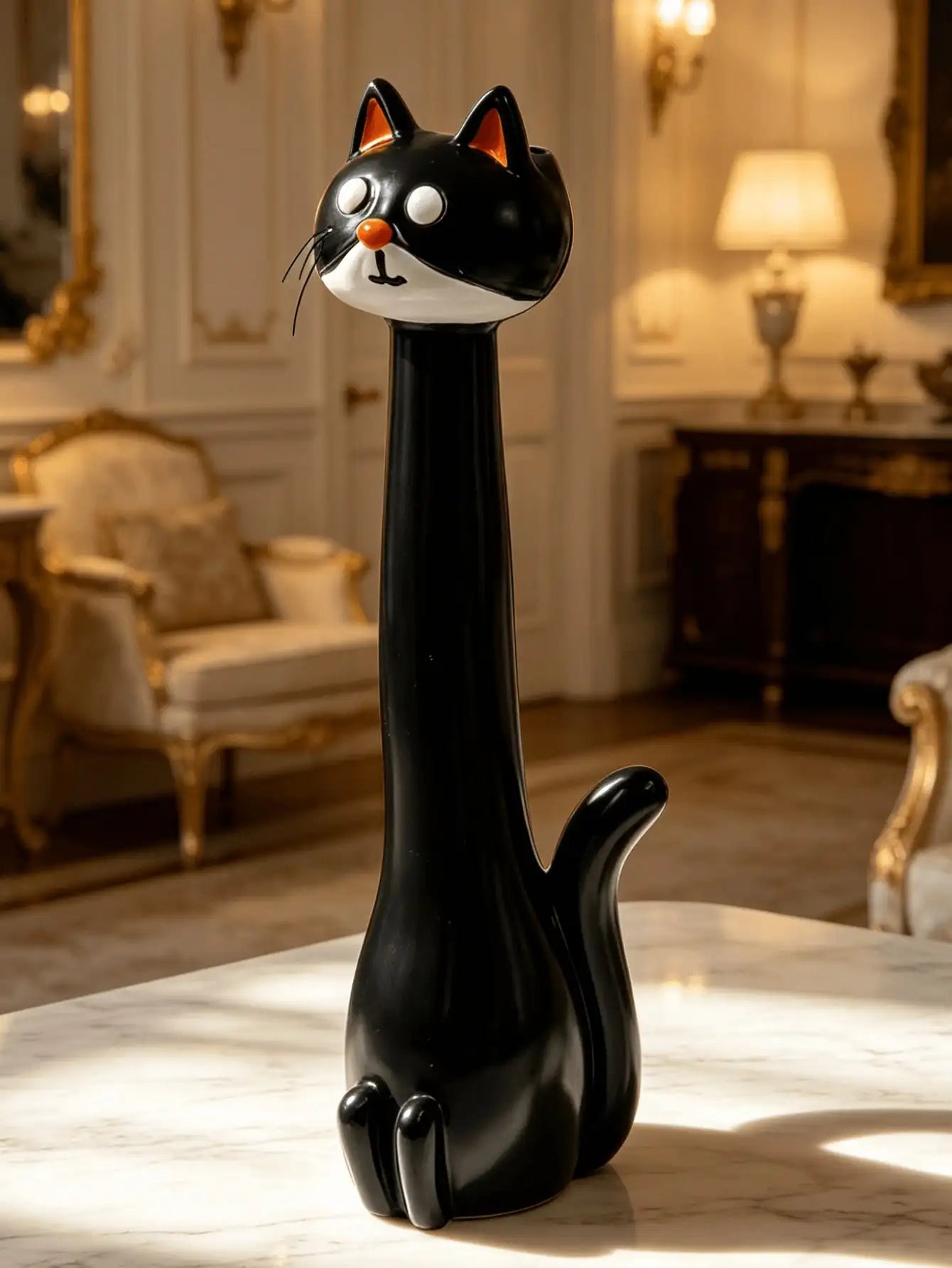 1Pc Healing Cartoon Cat Shaped Resin Vase - Creative Cute Pet Flower Vase, Fun Atmosphere Decor For Living Room & Desktop | Home
