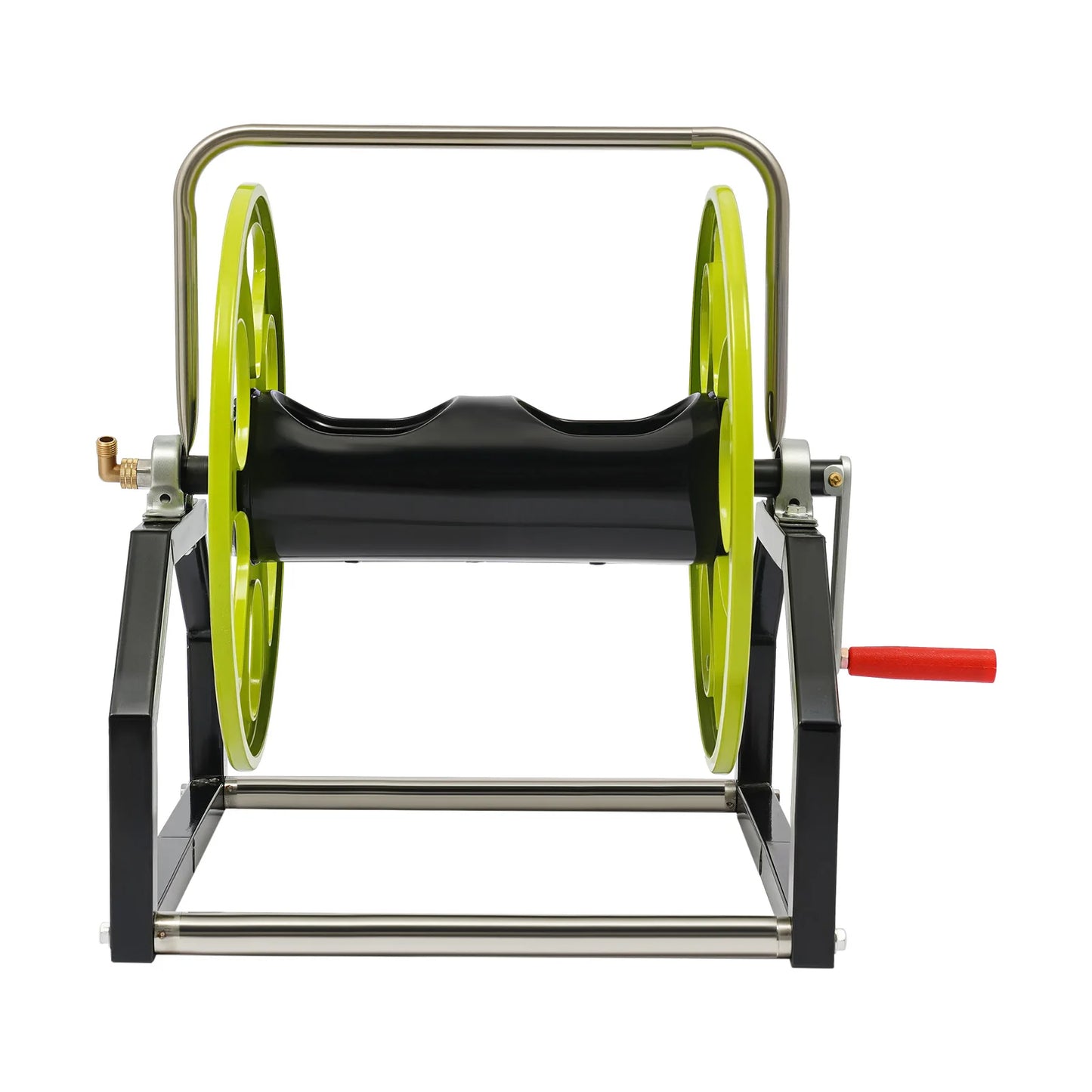 Garden Hose Reel, Metal Hose Reel, Water Hose Holder with 360° Swivel Nozzle & Crank Handle for Yard Lawn Patio Garden