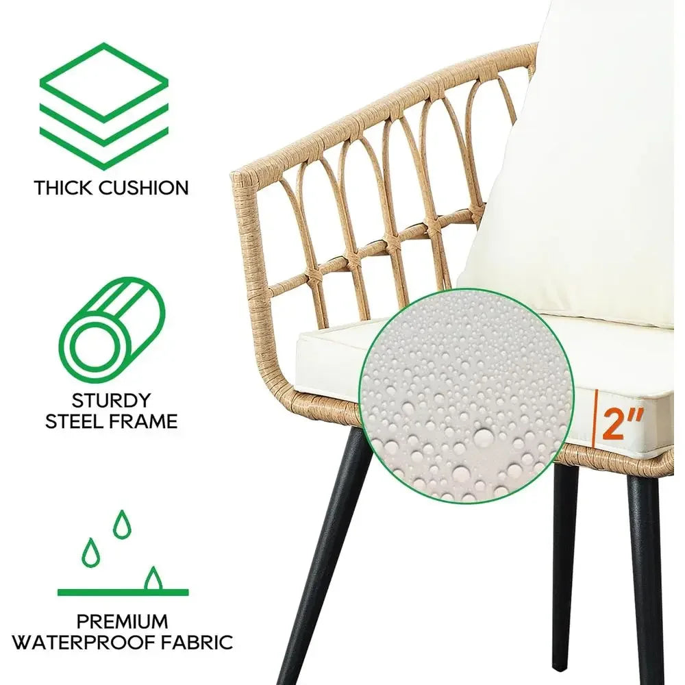 3 Piece Patio Bistro Set, Outdoor Wicker Aparent Balcony urniture Sets, Rattan Table and Chairs Set o 2 or Porch Backyard Lawn P