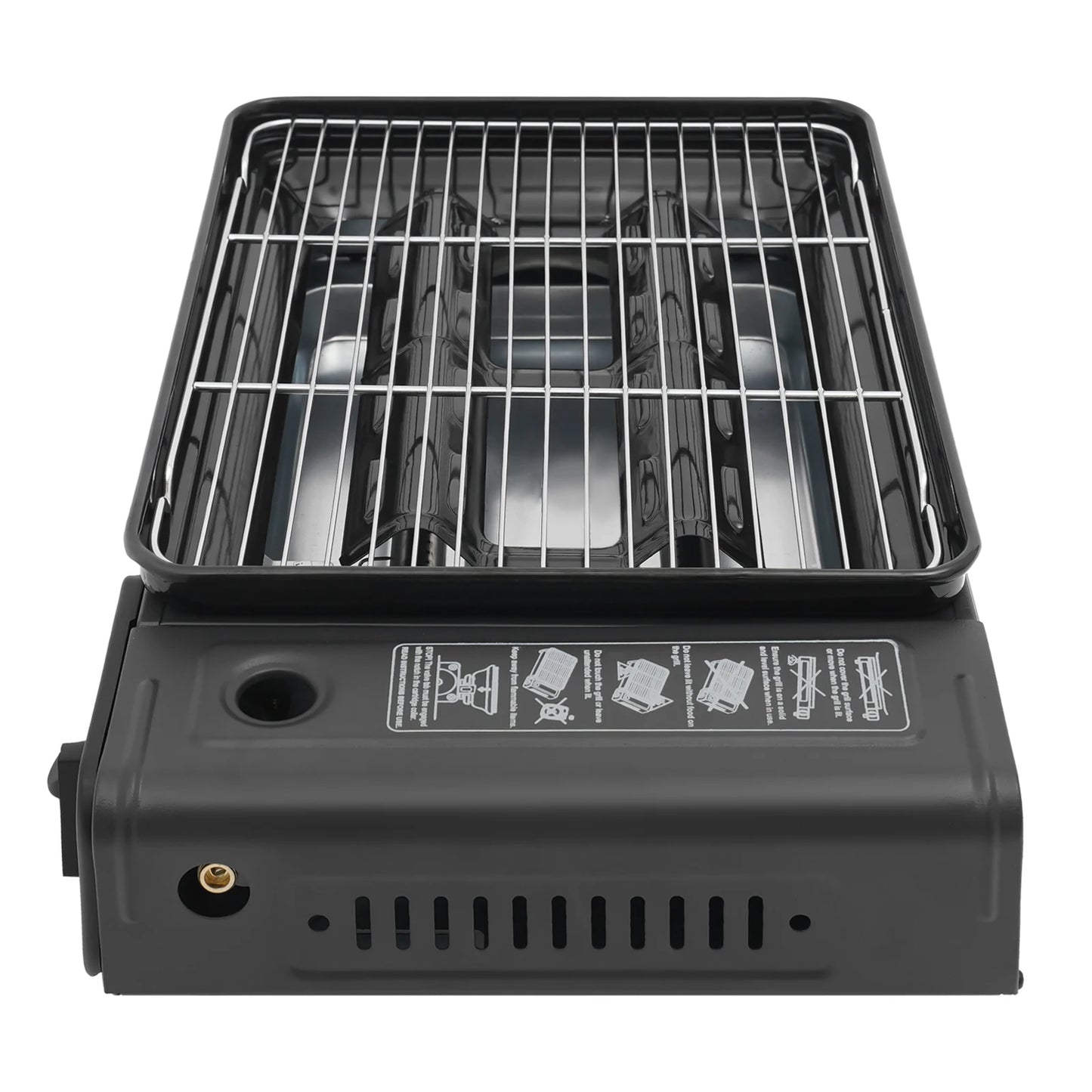 Gas Barbecue Grill, Butane LPG Stove 2.2KW Power, Camping Gas Stove Tabletop with Grilling Nets, Double-row Firepower Tubes