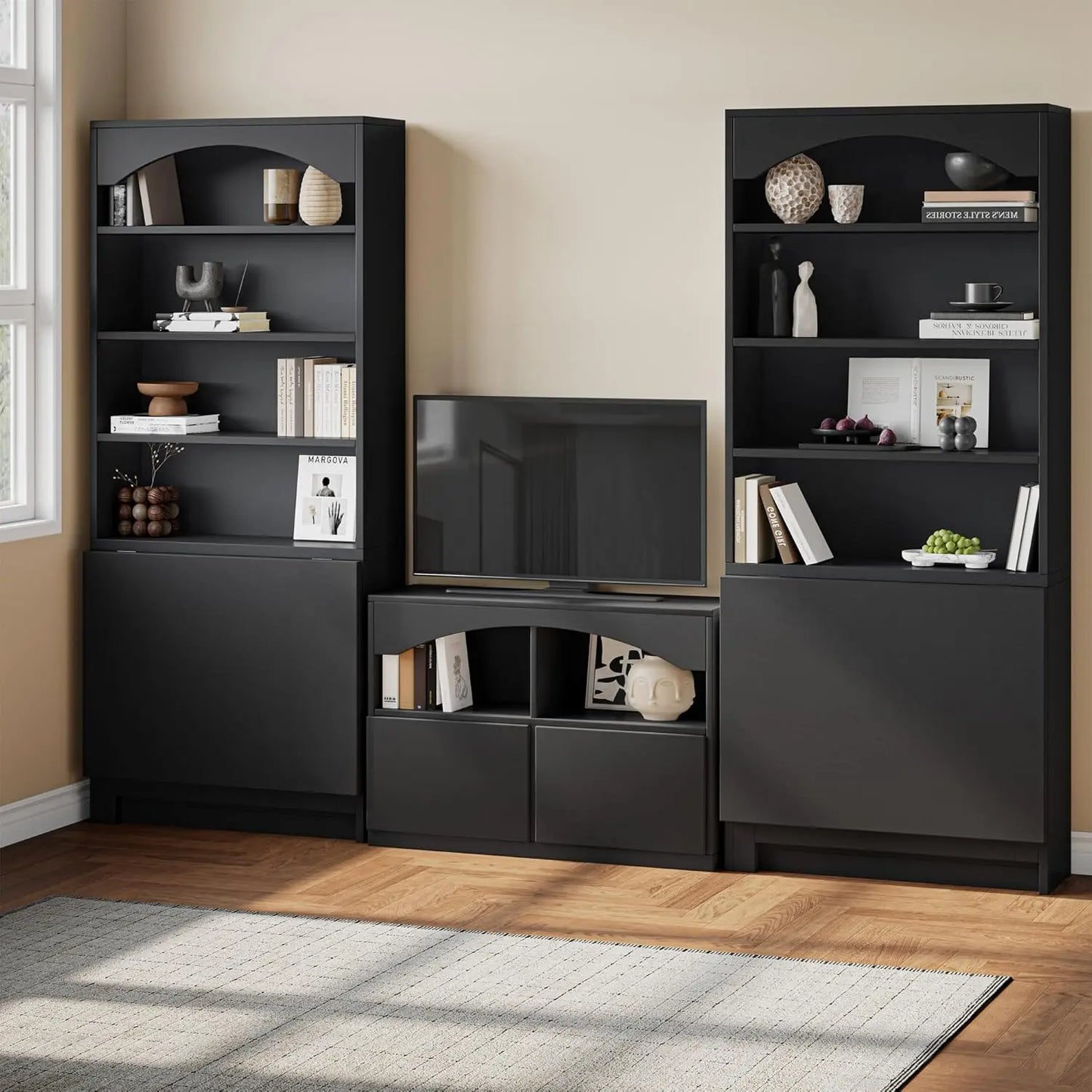 6-Tier Bookshelf with Folding Table, 72.8” Tall Open Storage Bookcase, Large Storage Capacity, Modern Display Shelf, Customized