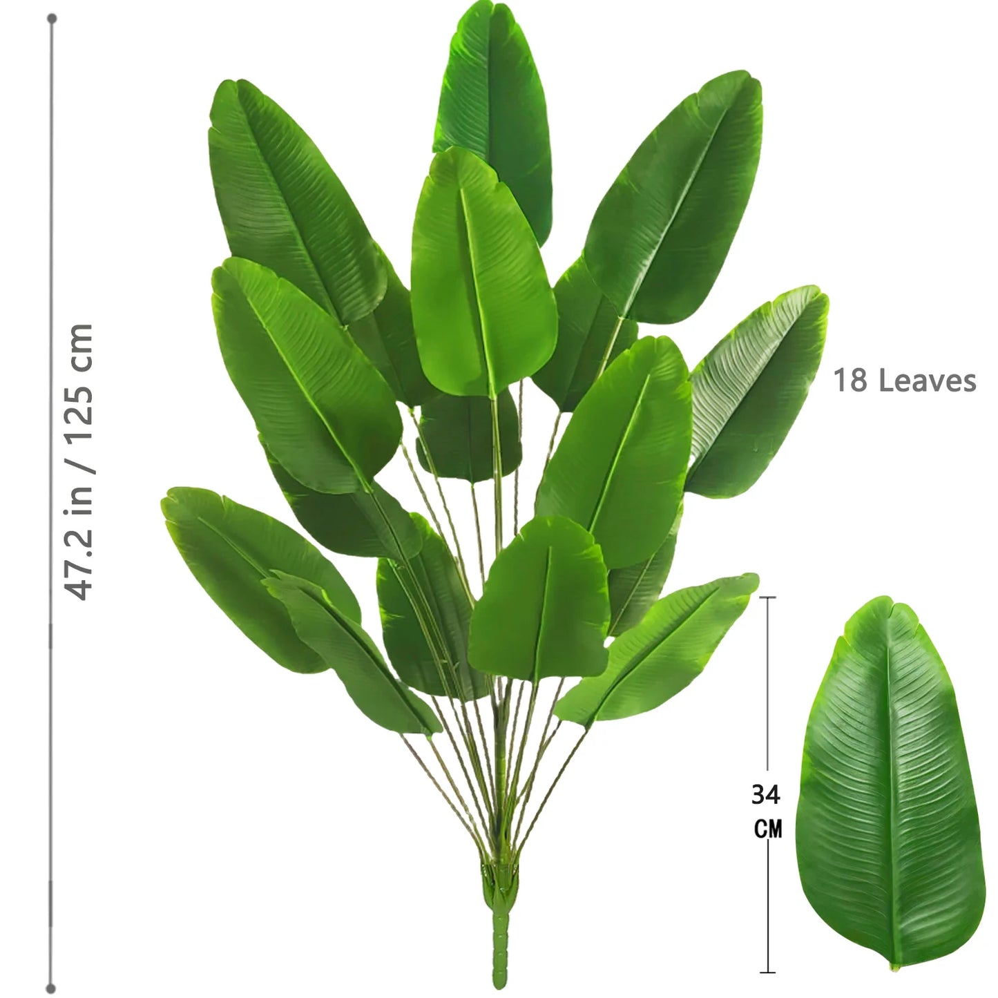65-90-125cm  Large Tropical Palm Tree Fake Banana Plant Leaves Real Touch Strelitzia Reginae Plastic Plant for Home Garden