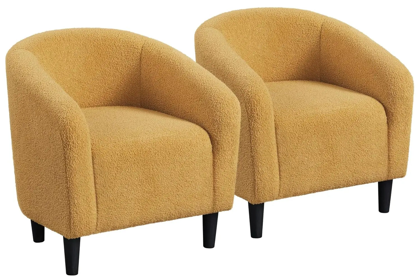 Set of 2 Soft Furry Barrel Accent Chairs Padded Armrest For Living Room Bedroom Office Waiting Room, Customized