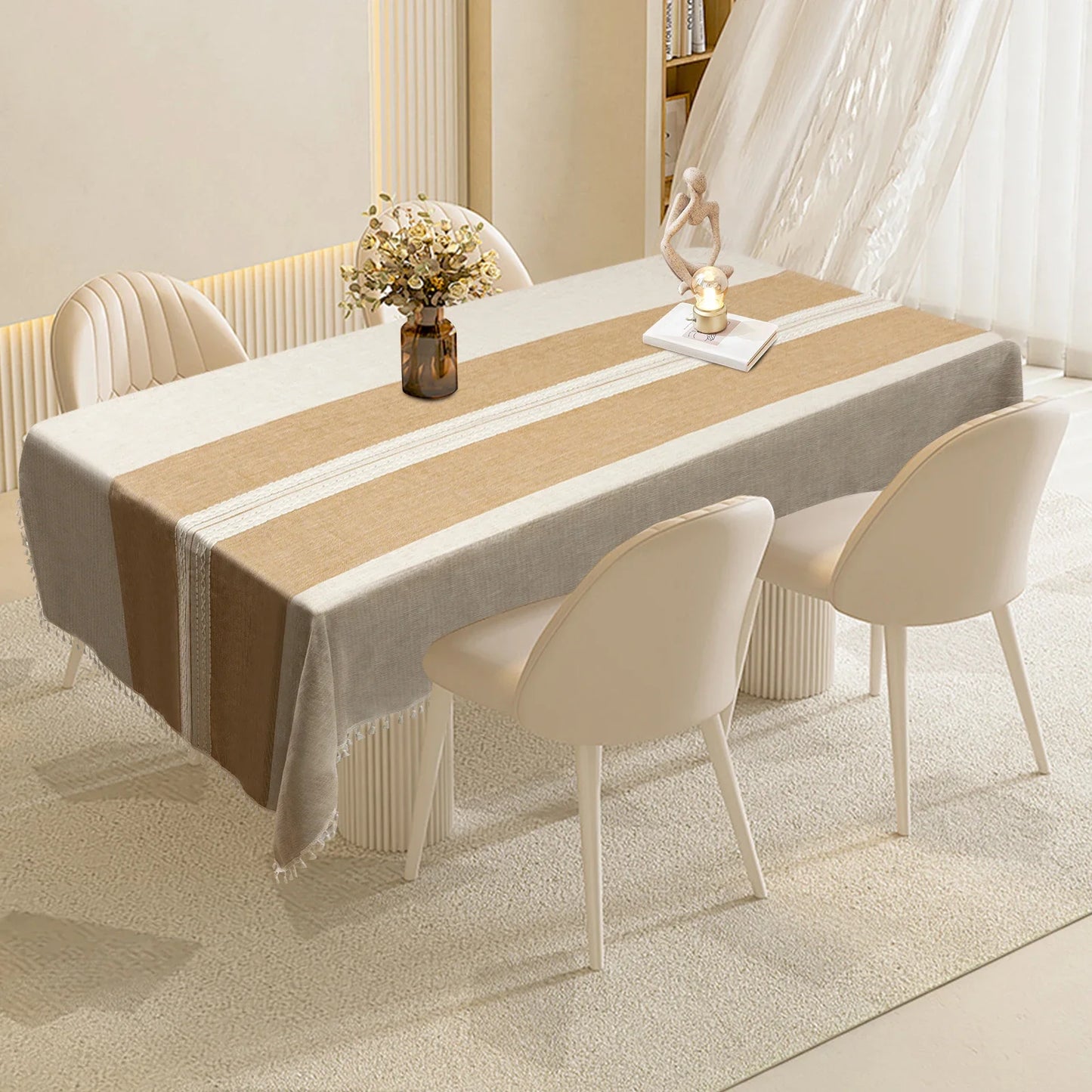 Cotton and Linen Waterproof Dining Tablecloth – Modern Minimalist Table Cover & Desk Mat