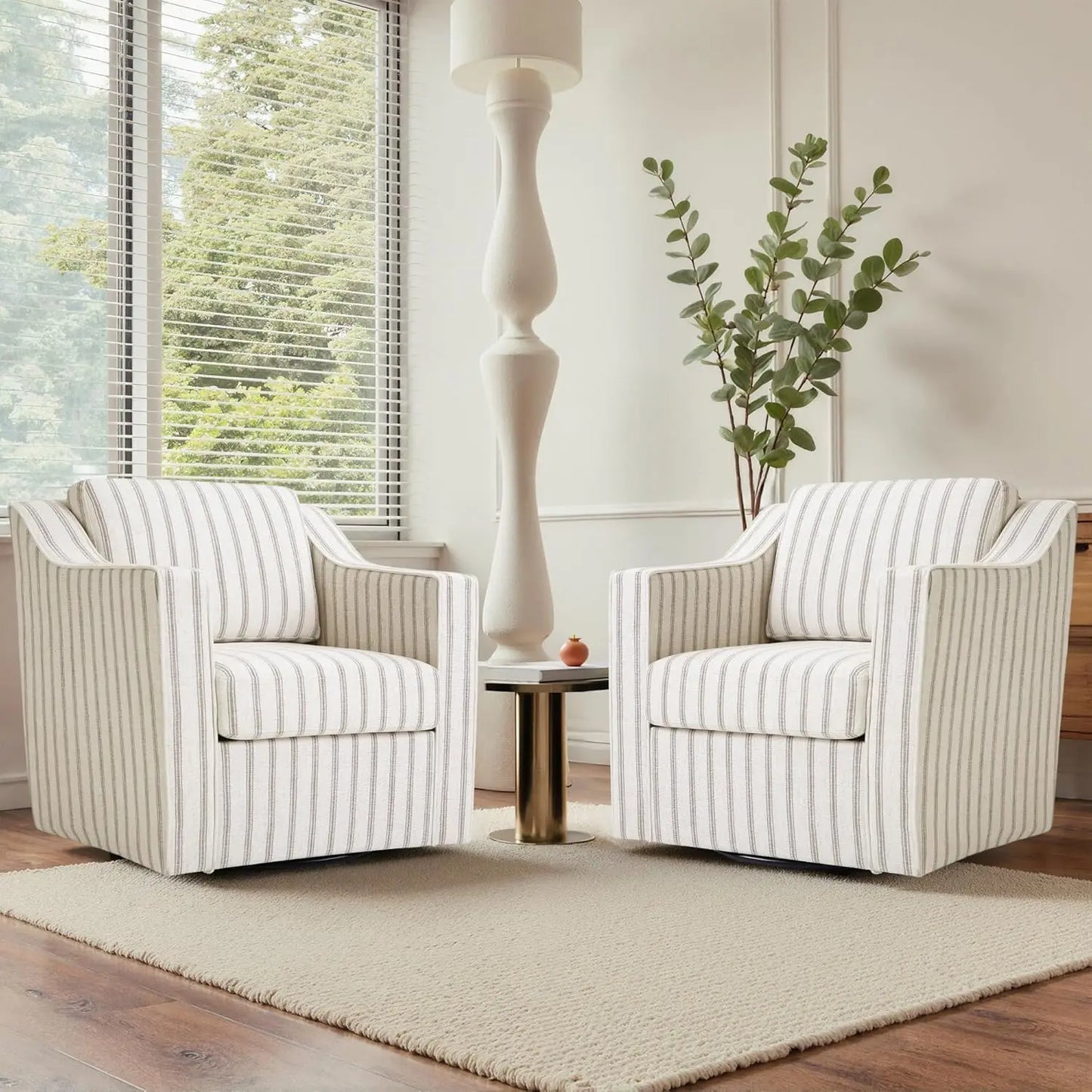 Swivel Chenille Accent Chair Set of 2, Modern Armrest Comfy Single Sofa for Living Room, Custom