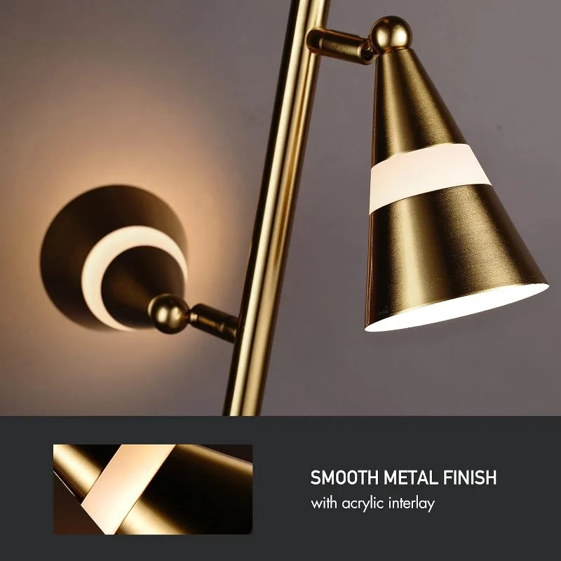 O’Bright Ash - 3-Light LED Tree Floor Lamp, Dimmable 3-Head LED, Multidirectional Standing lamp, Adjustable Multi-Shade,