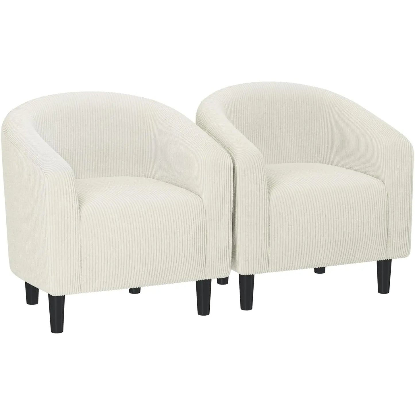 Set of 2 Soft Furry Barrel Accent Chairs Padded Armrest For Living Room Bedroom Office Waiting Room, Customized