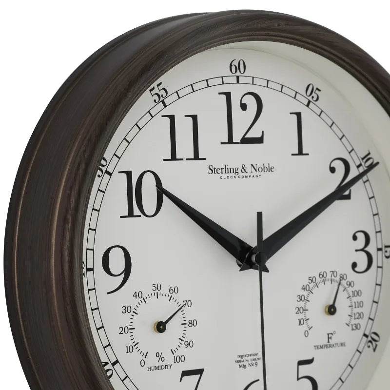 8.75" Indoor/Outdoor Antique Bronze Round Arabic Analog Wall Clock