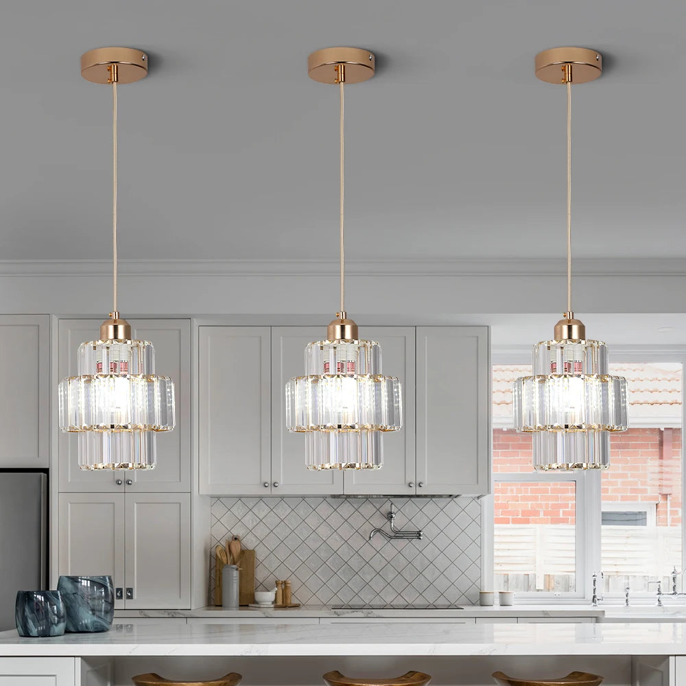 Led Crystal Pendant Light Green Chandelier Modern Hanging Ceiling Lamp Fixture Aisle Dining Room Kitchen Island Retro Home Decor