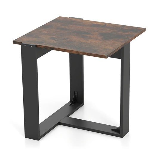 End Table, Industrial Sofa Side Table with Metal Frame for Small Space, Bedroom