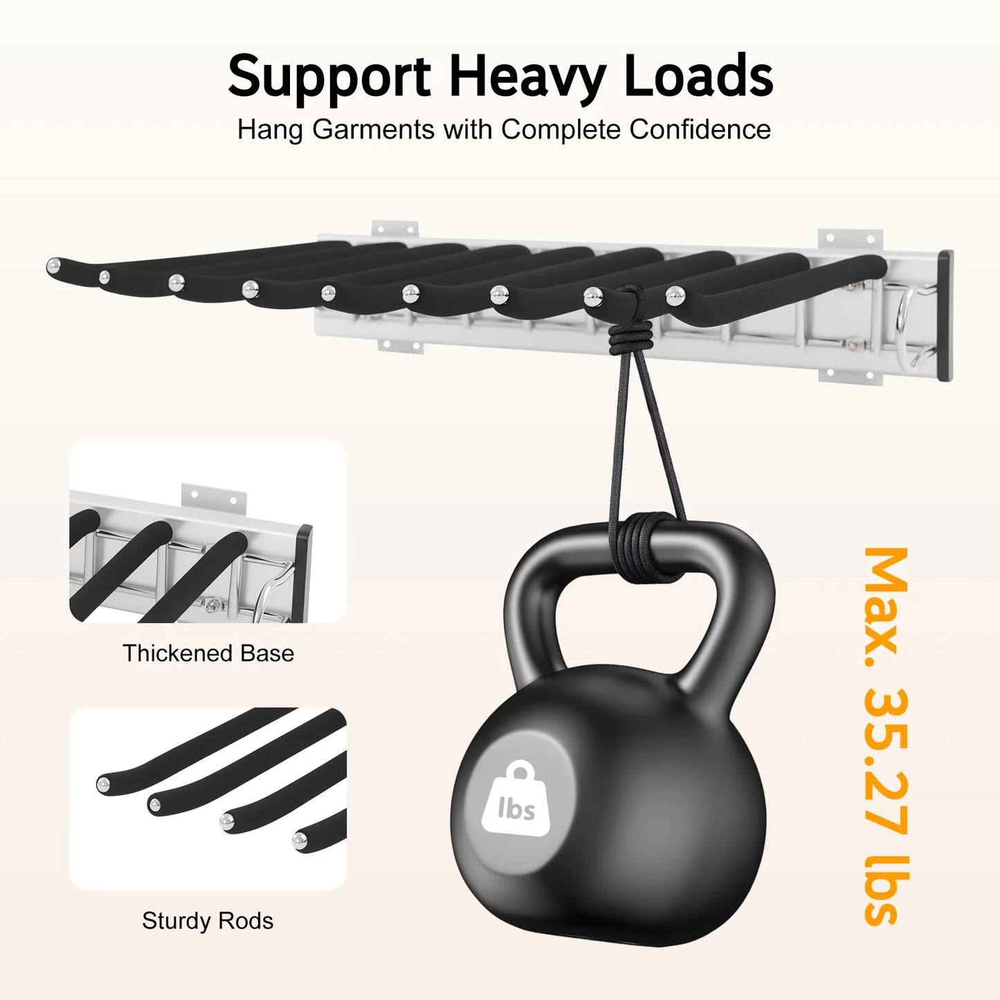 9-Rod Wall Mount Pants Rack 16kg Load Silent Push-Pull Slide Flocking Coating for Pants Ties Scarves Closet Organizer