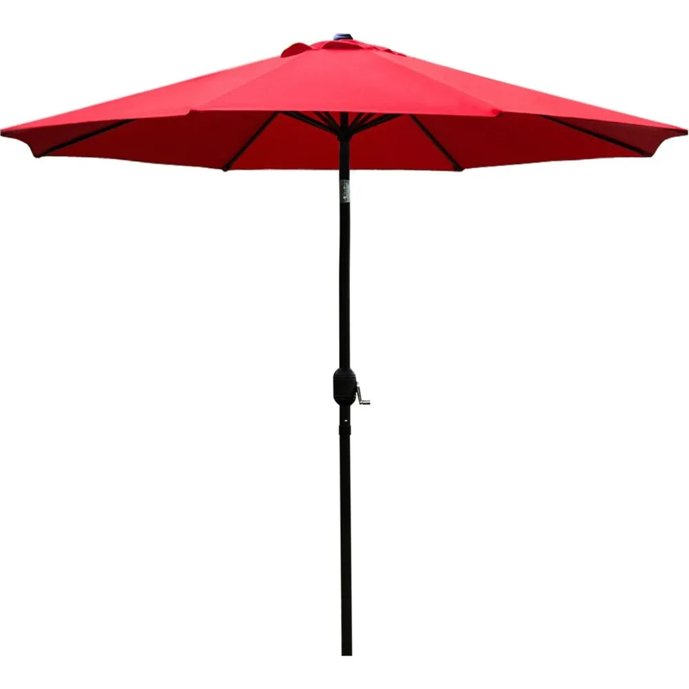 9 Foot Outdoor Patio Umbrella with 8 Sturdy Ribs Red