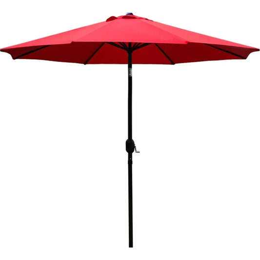 9 Foot Outdoor Patio Umbrella with 8 Sturdy Ribs Red