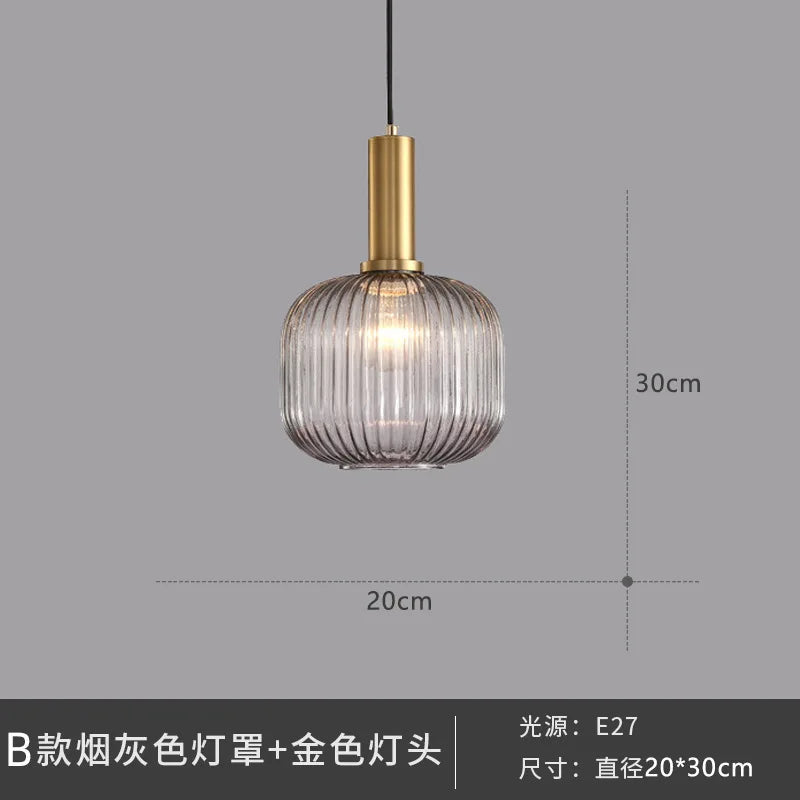 Dropshipping Glass Striped Pendant Lights Nordic loft Dining Room Kitchen Fixtures Ceiling Pendant Lamp Home Decor Hanging Lamp