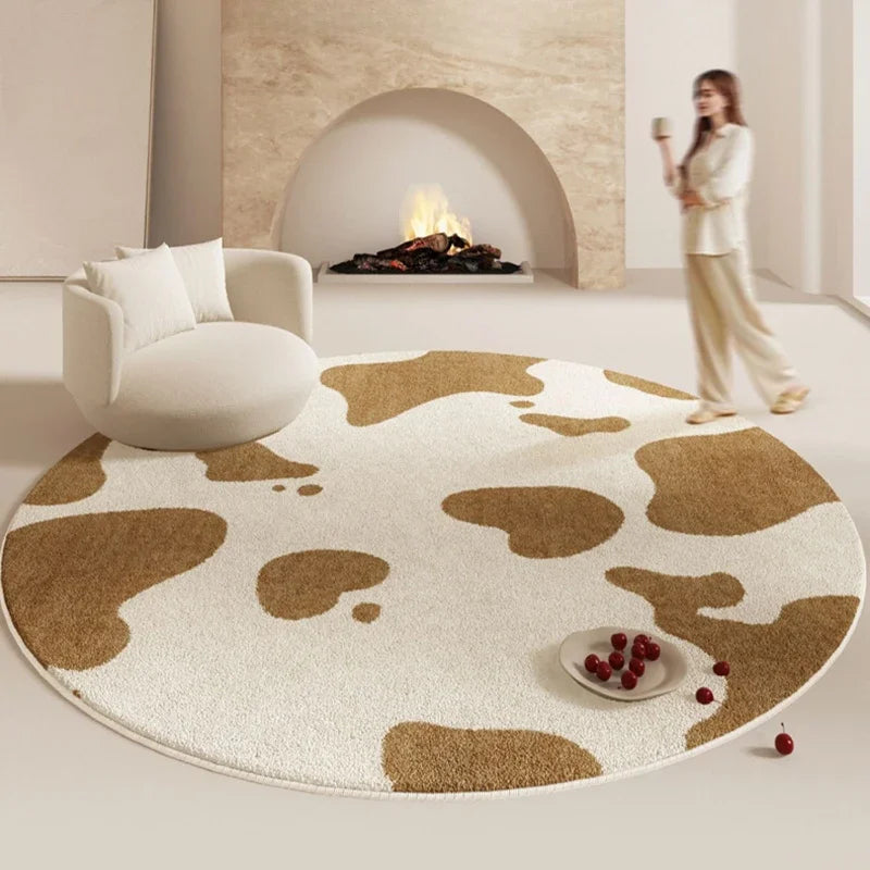 Cream Style Bedroom Decor Carpet Large Area Round Carpets for Living Room Home Thicken Washable Floor Mat Fluffy Soft Lounge Rug
