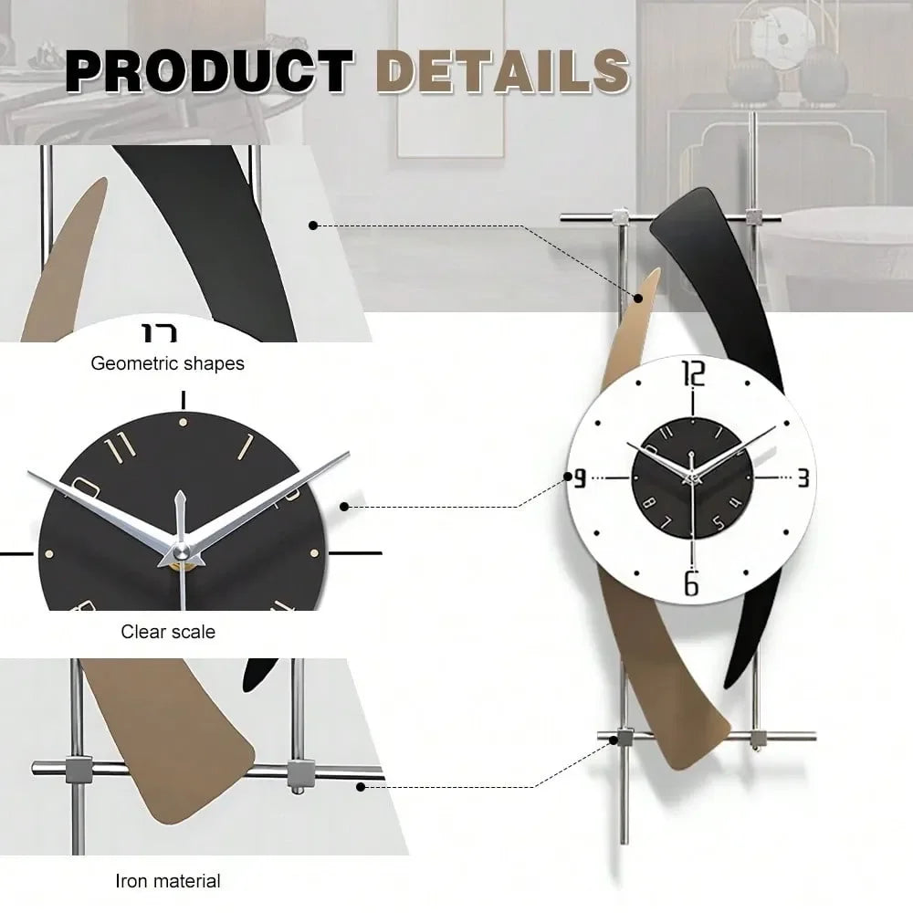 Wall Clock Decorative 3D Metal Wall Art Clock For Living Room Bedroom Creative Modern Big Wall Clock Decor With Silent NoTickin
