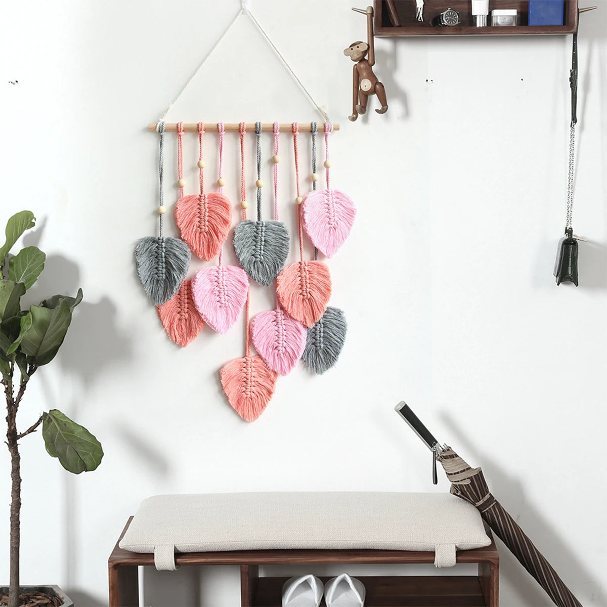 Purchase one Bohemian-style pendant, hand-woven leaf pendant, classroom decoration, bedroom pendant, room and living room decora