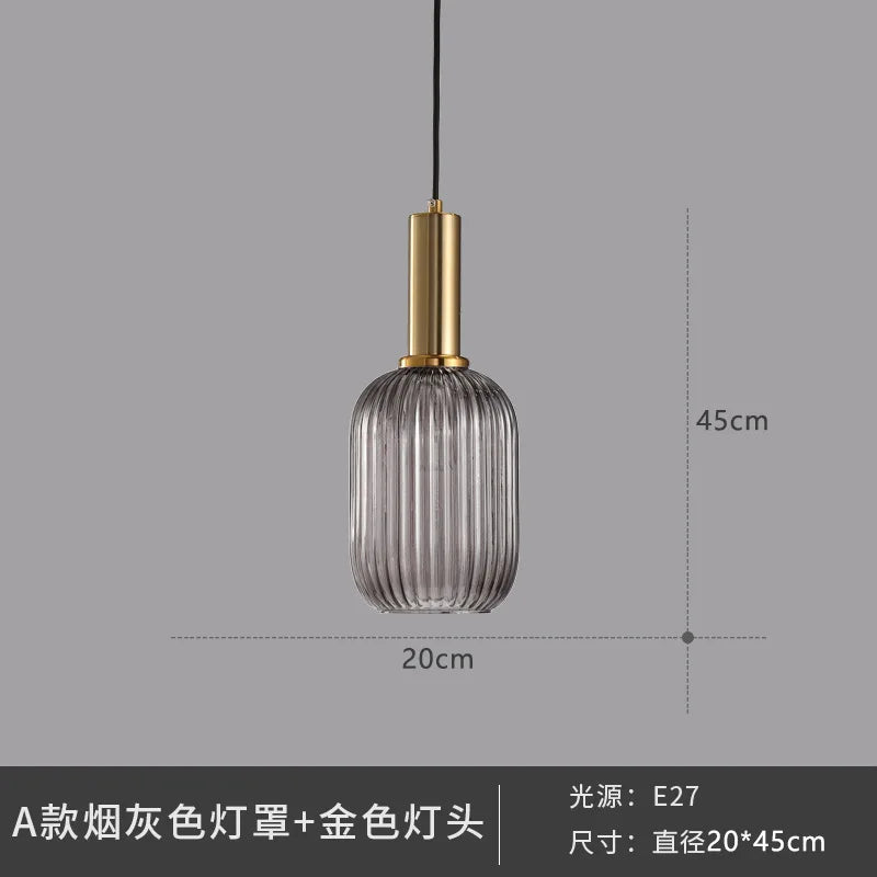 Dropshipping Glass Striped Pendant Lights Nordic loft Dining Room Kitchen Fixtures Ceiling Pendant Lamp Home Decor Hanging Lamp