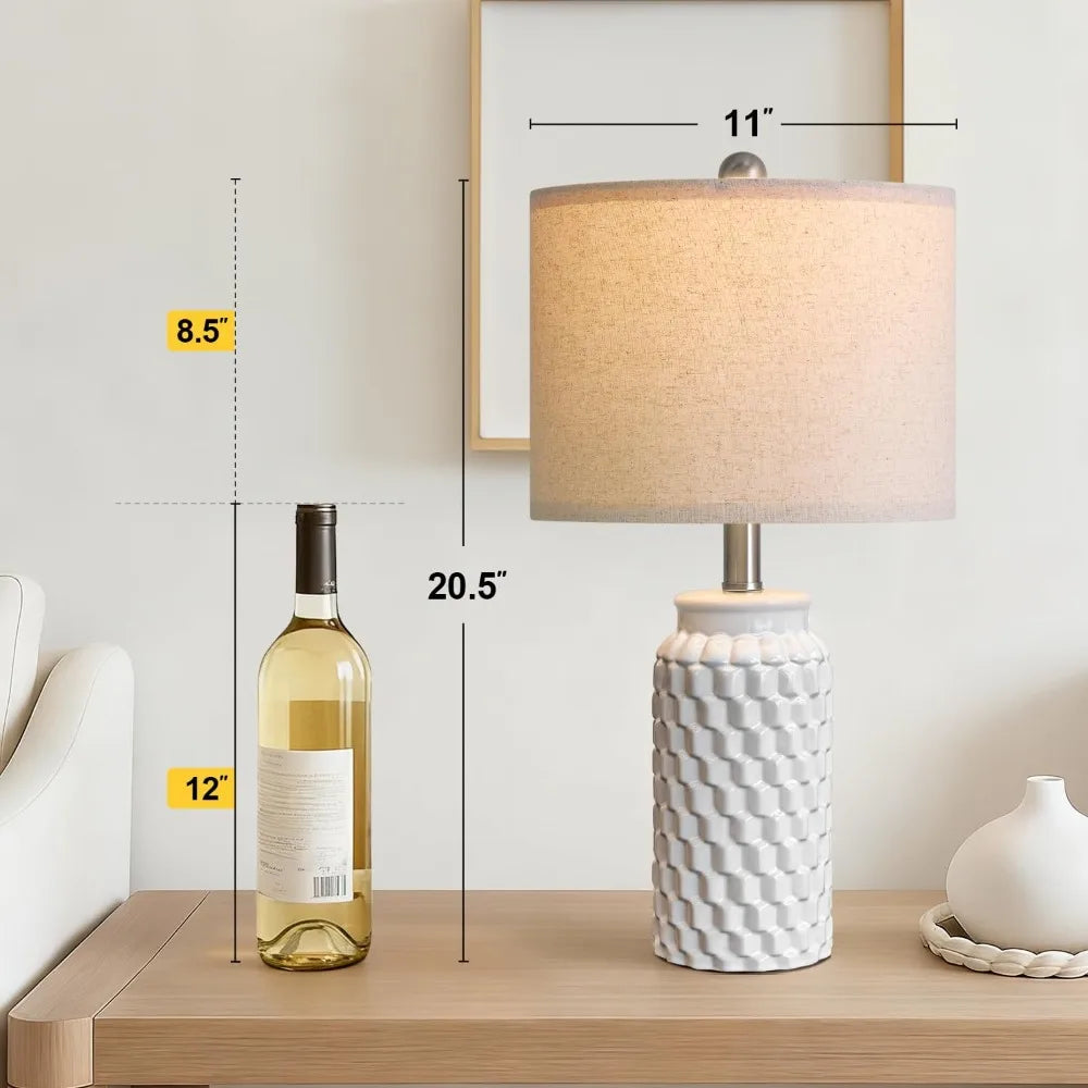 Modern Ceramic Table Lamp Set of 2 for Bedroom Nightstand Farmhouse Desk Lamp Living Room Office Dorm Decor Lighting